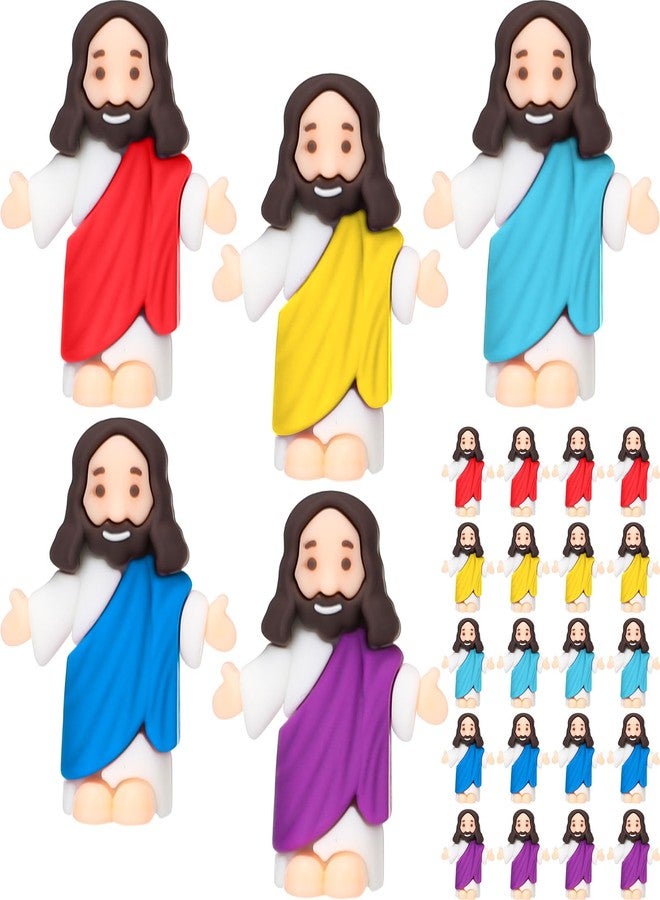 Barydat 25 Pcs Little Jesus Figures Baby Mini Jesus Figurines Bulk to Hide and Seek Tiny Miniature Christ Savior Figurine Toy Religious Gift for Easter Egg Stuffer Sunday School Baptism, Multicolor - Image 1